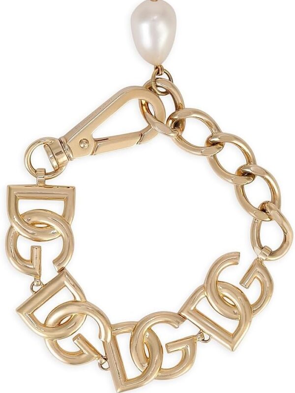 Dolce&Gabbana Gold-Plated & Plexiglass Faux Pearl DG Chain Bracelet