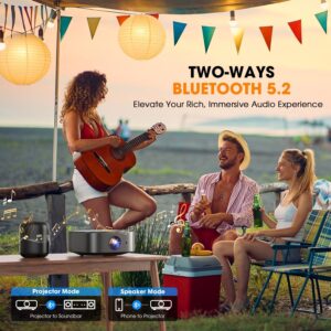 [2025 Netflix-Licensed | 386+ Built-in Apps] DBPOWER E2 Smart Projector with WiFi and Bluetooth, Mini Projector 4K Support with Netflix, Youtube, Disney+, Hulu, Max, Crunchyroll w Portable Case